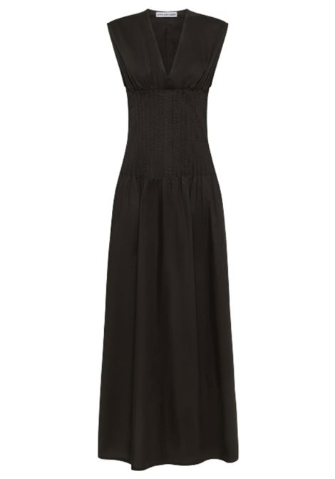Santos Dress lungo nero con scollo a V e vita arricciata  SEMICOUTURE ATTIC AND BARN | Vestiti | MATDR0190990